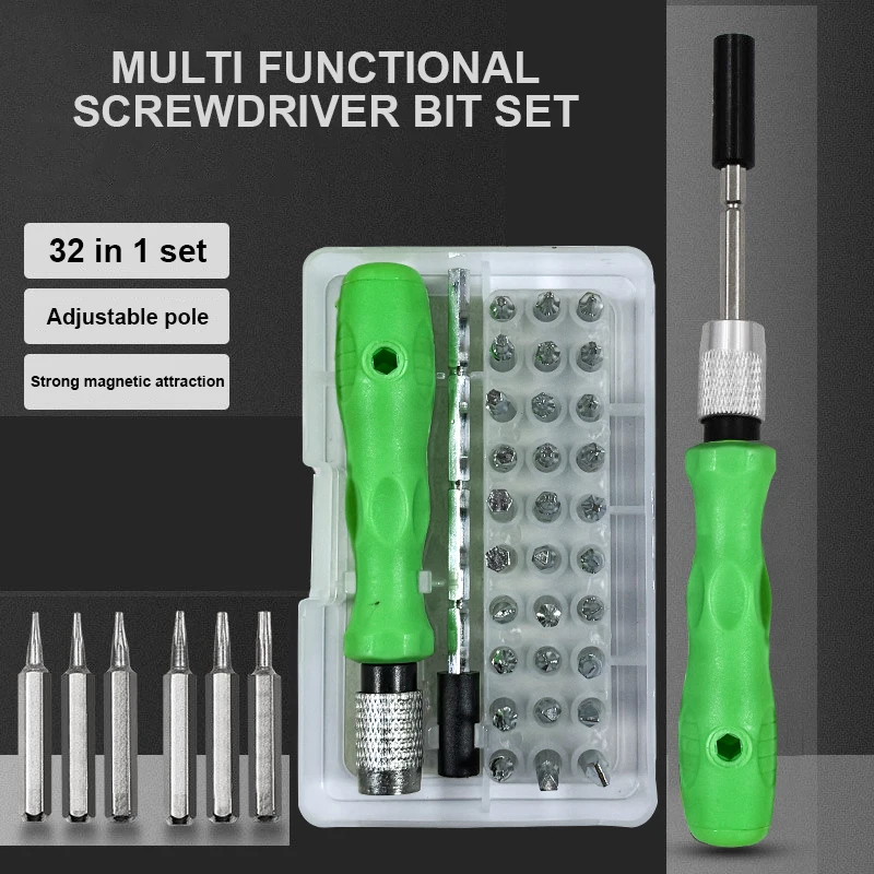 Mini 32-in-1 Precision Screwdriver Set Magnetic Phillips Bits Multifunctional Hand Repair Tool Kit for Phone Watch Glasses PC