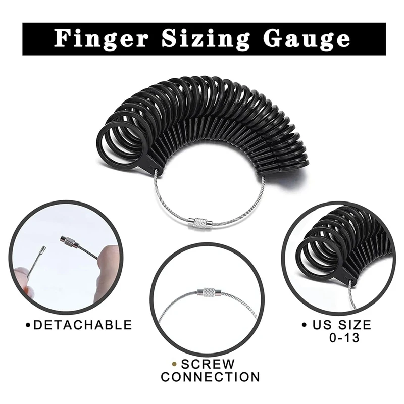 7-Piece Ring Sizer Measuring Tool For Both Men And Women Includes Finger Ring Measurer, Ring Sizers, Ring Making Kit