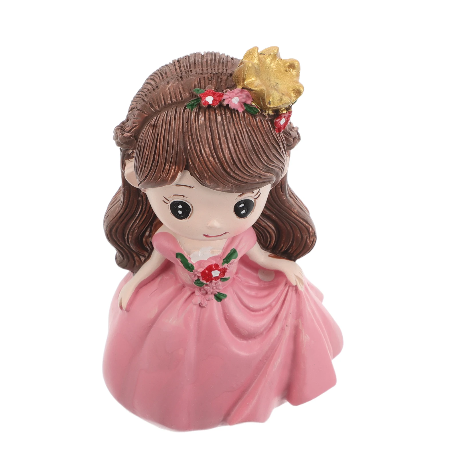 

Cute Little Girl Topper Mini Princess Birthday Party Decoration Pink 3D Design Sturdy Polymer Clay Ornament For Kids Room Car
