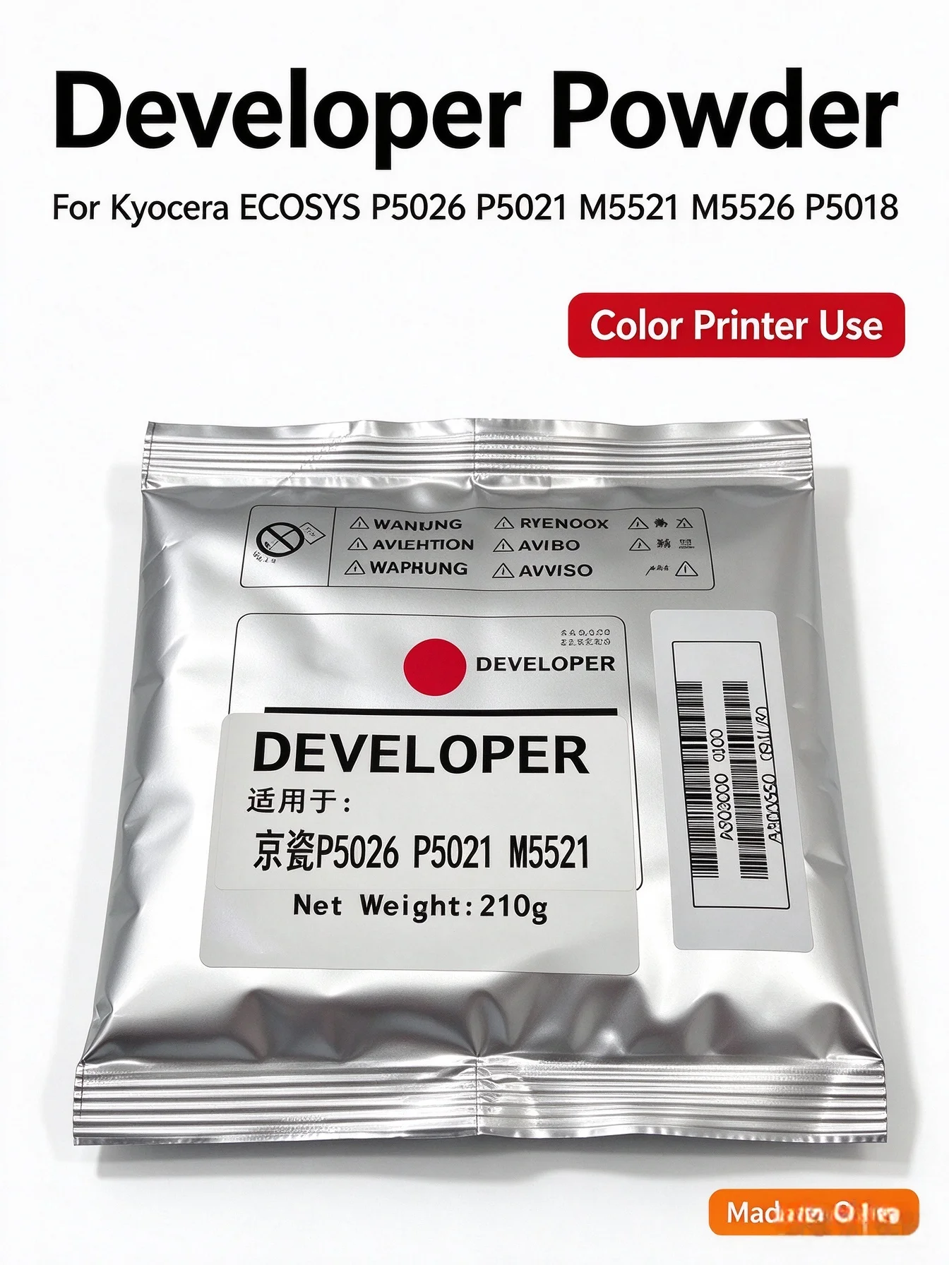 Black Color Refill Developer Powder For Kyocera ECOSYS P5026 P5021 M5521 M5526 P5018 Printer,5026 5021 5521 5526 Developer Toner