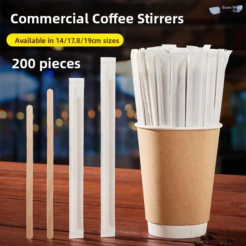 Agitadores de café de madera con mango largo, desechables, envasados individualmente, varillas para agitar bebidas calientes y té, estilo japonés tradicional