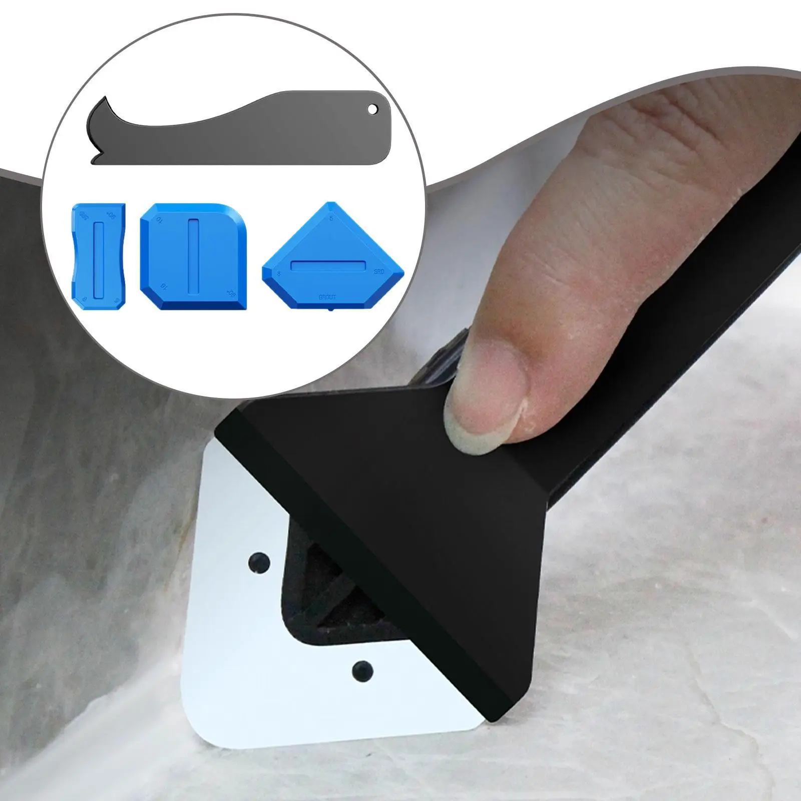 Caulk Removal Tool Professional Rubber Caulking Finish Tool Kit with Tips for Floor Wall Ceramic Grout Lines