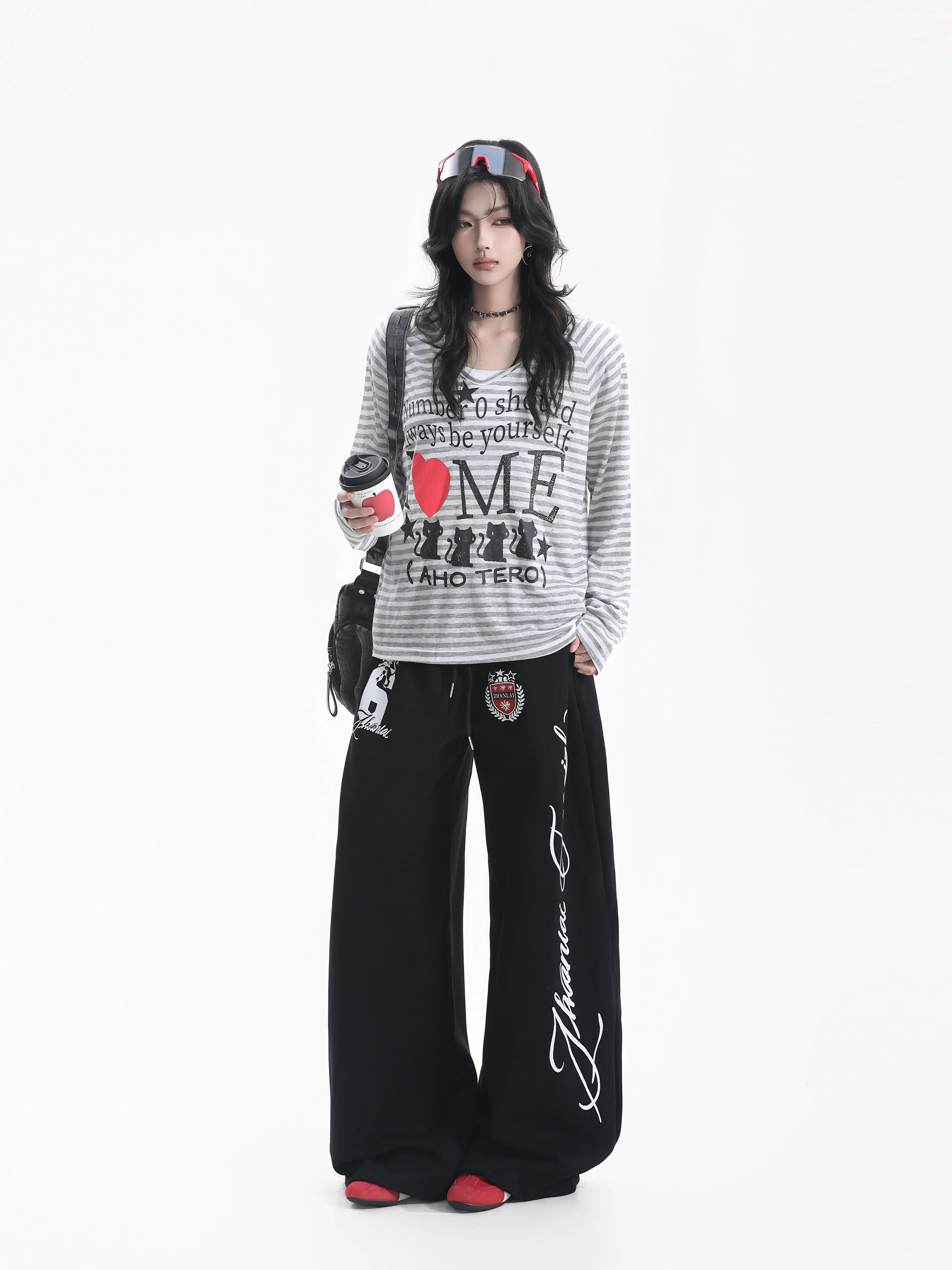 American Style Long Sleeve V-Neck Striped Hoodie Loose Casual Unisex T-Shirt Small Ball Ball Ladies Fashion Comfortable Top
