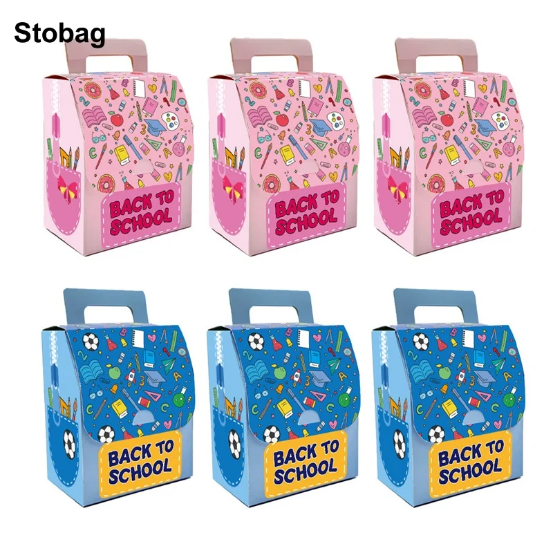 

StoBag 20/40pcs New Gift Box Back to School Kraft Paper Packaging for Candy Snack Storage Student Kids Children Party Favor