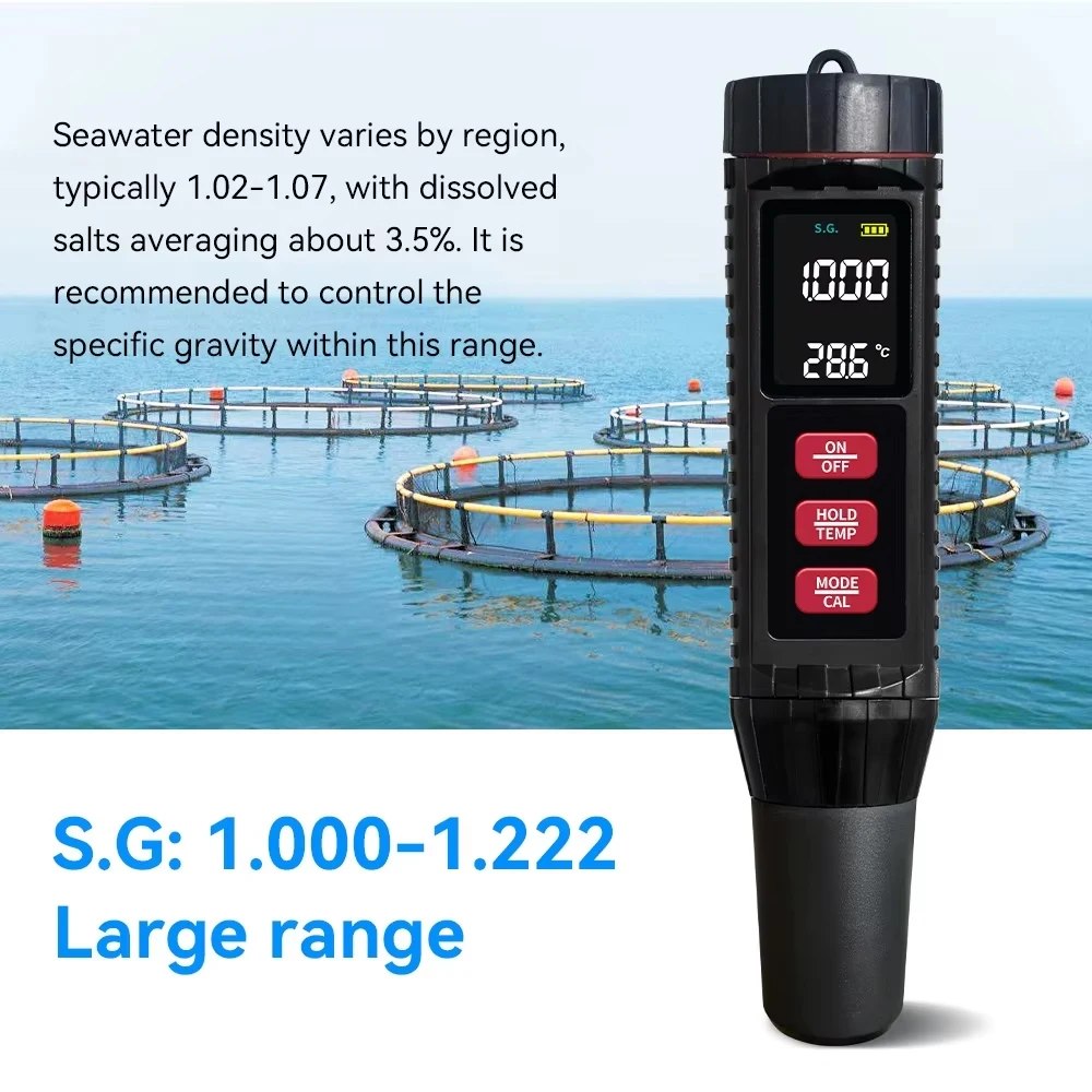    Medidor de Calidad del Agua 7 en 1, PH, TDS, EC, ORP, Salinidad, S.G., Temperatura, con Retroiluminación, para Acuarios, Piscinas, Hidroponía y Agua Potable