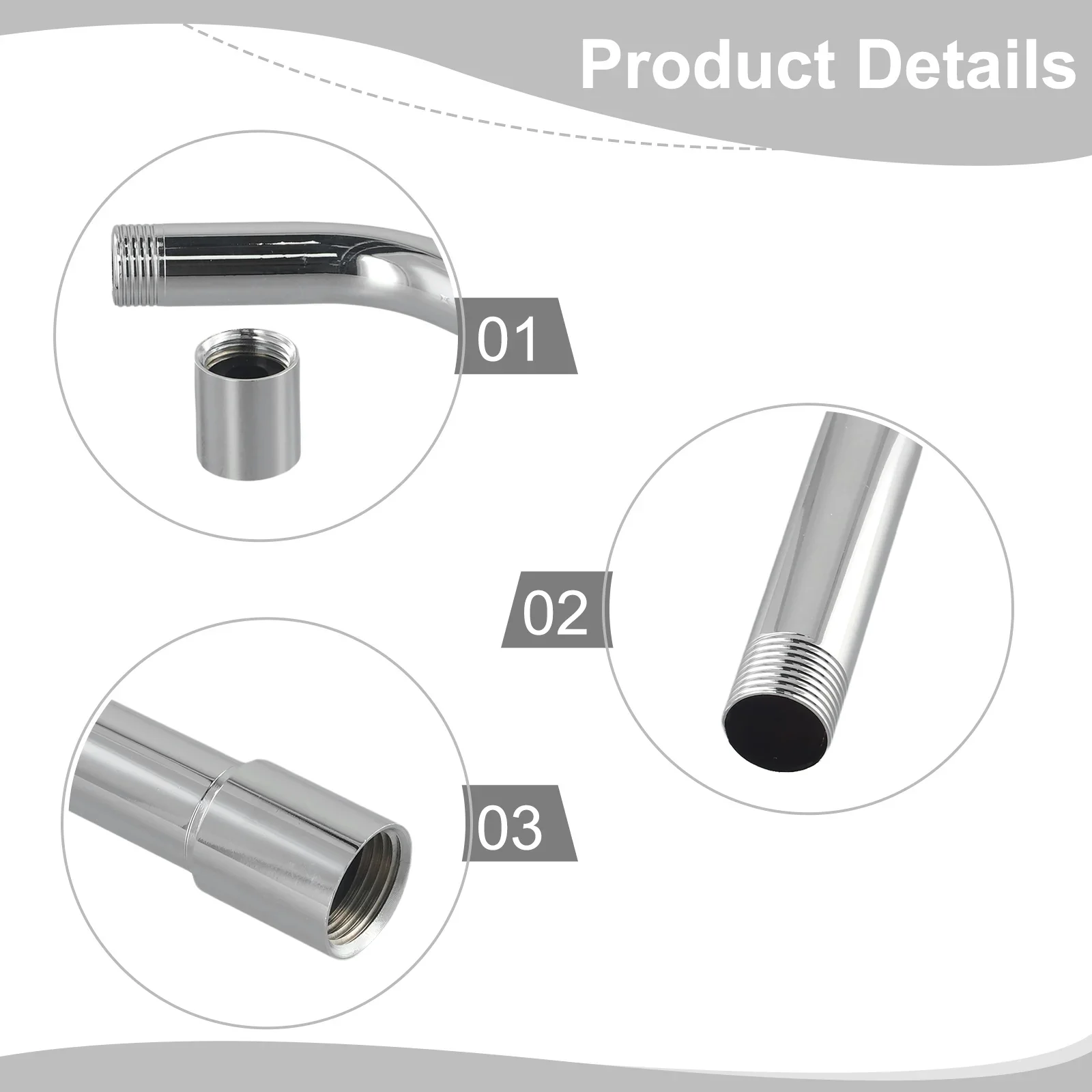 Shower Head Extension Pipe, Handheld Shower Head Conversion, Unique Lightweight Design, All Chrome Plated Components