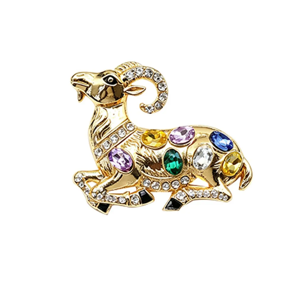 Alloy Brooch Sparkling Goat Brooch Clothing Decoration Pin Inlaid Rhinestone Brooch For Commuting Bag Scarf