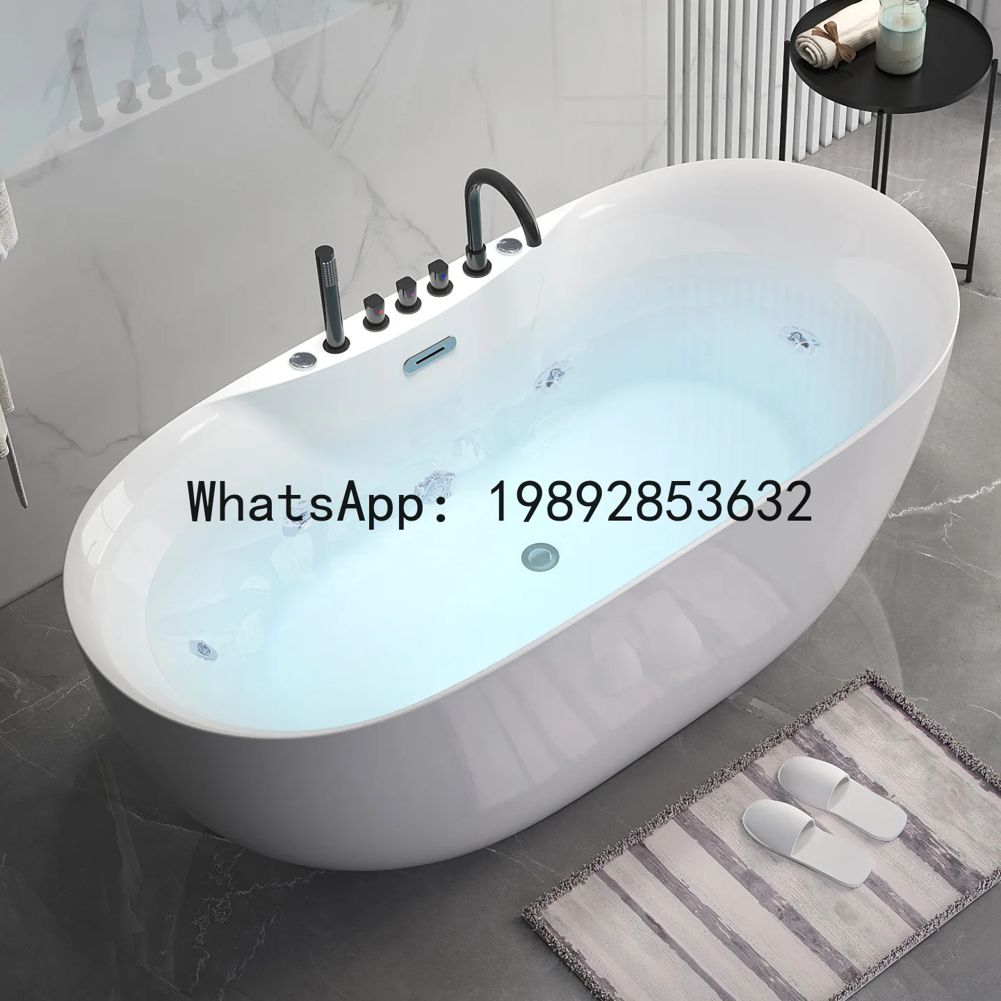 CZ Freestanding Internet Celebrity Surf Massage Bathtub Thin Edge Oval Bathtub Hotel Homestay Wholesale Zero Bathtub