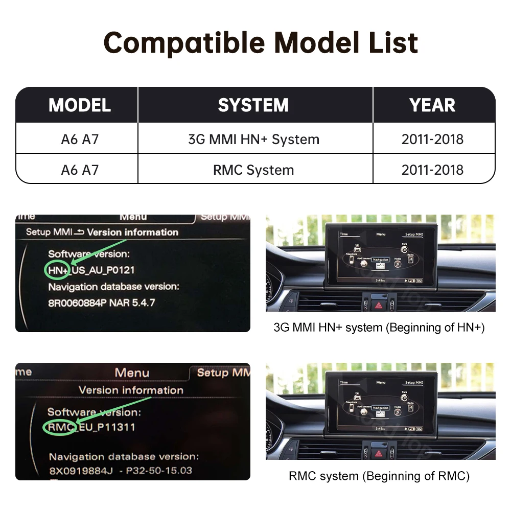 12.3'' Linux Screen Multimedia Display For Audi A6 C6 A7 2011-2018 3GMMI HN+ RMC MHI2 With Wireless Carplay Android Auto Airplay