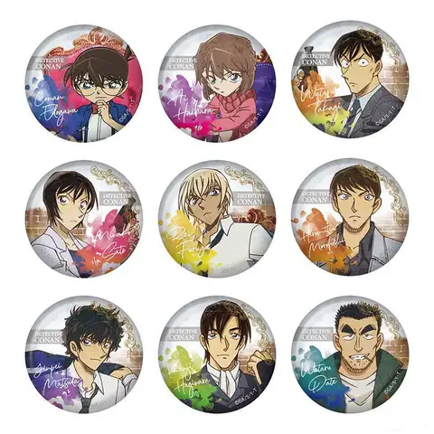 Ensemble de badges de détective Conan Anime Hattori Heiji Sato Miwako Haibara Ai, broche en métal émaillé, marchandise de collection, cadeau pour