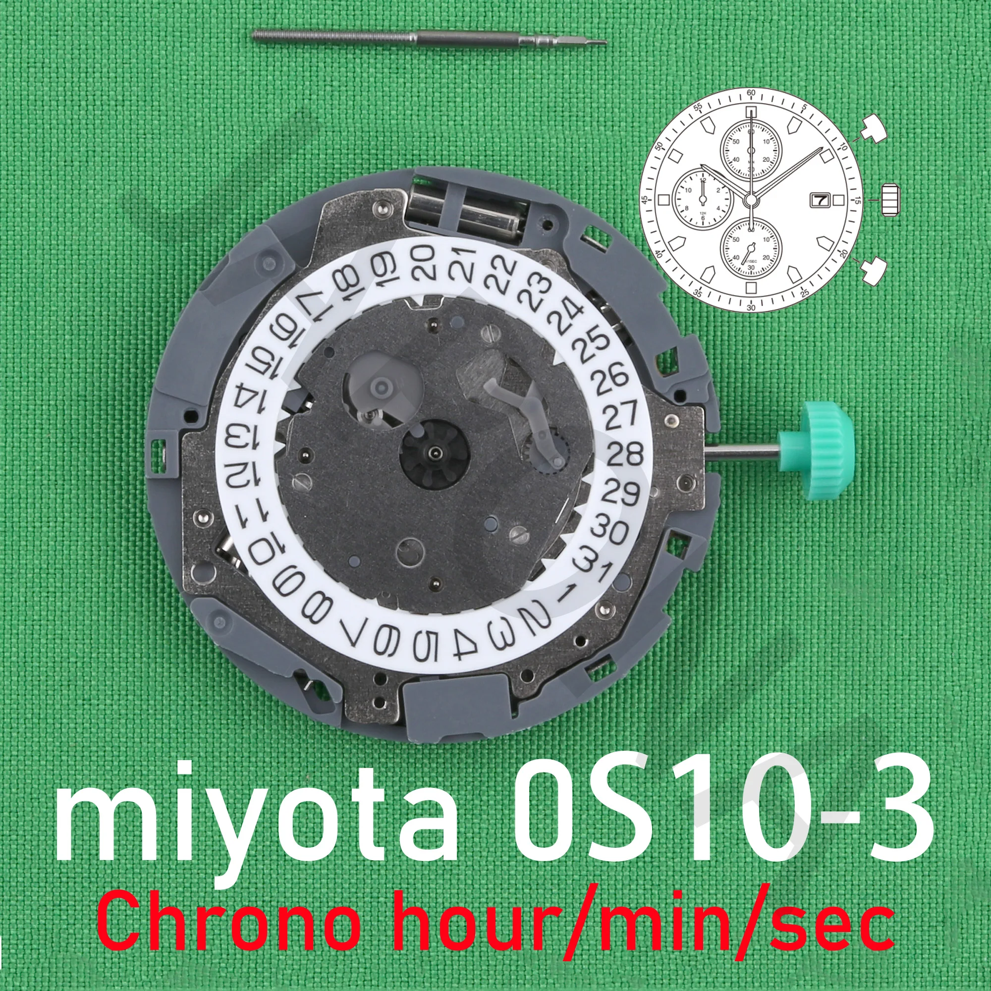 0s10 movement miyota 0S10-3 movement Chronograph movement japan movenment Can incorporate tachymeter function miyota OS10