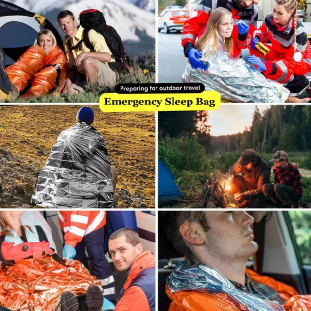 Portable Waterproof Emergency Survival Sleeping Bag Outdoor Camping Gear Thermal Sack First Aid Rescue Kit Mylar Blanket 6