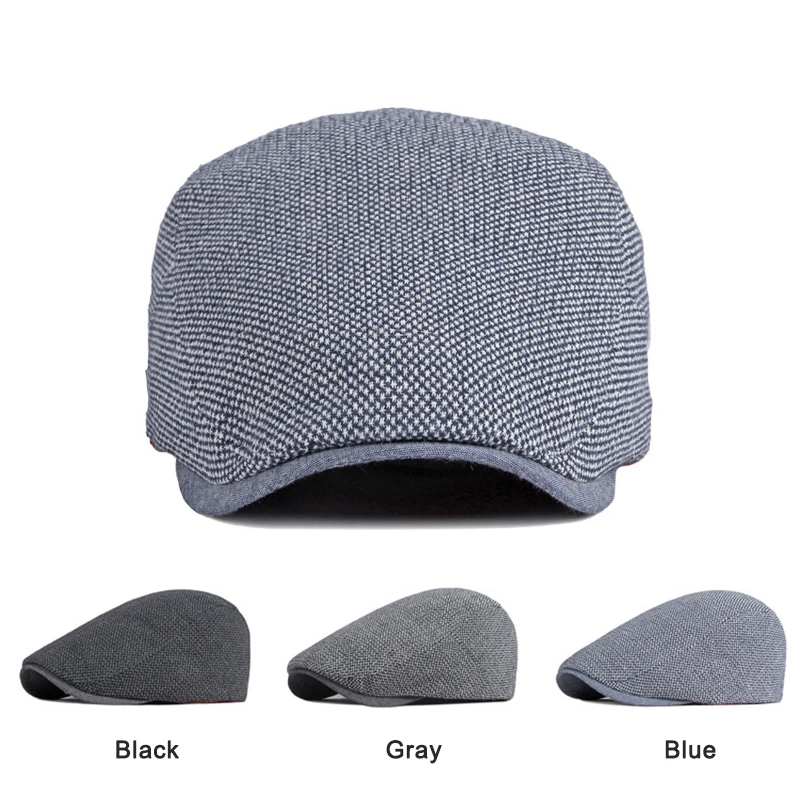 Casual Painter Newsboy Cap Spring Summer Berets Hat For Men Women Herringbone Visor Peaked Cap Solid Color Duckbill Hat