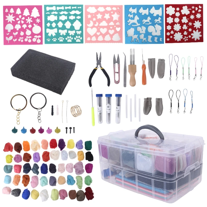 

Needle Felting Tools and Supplies with 50 Colors Felt Wool for Adults Beginners