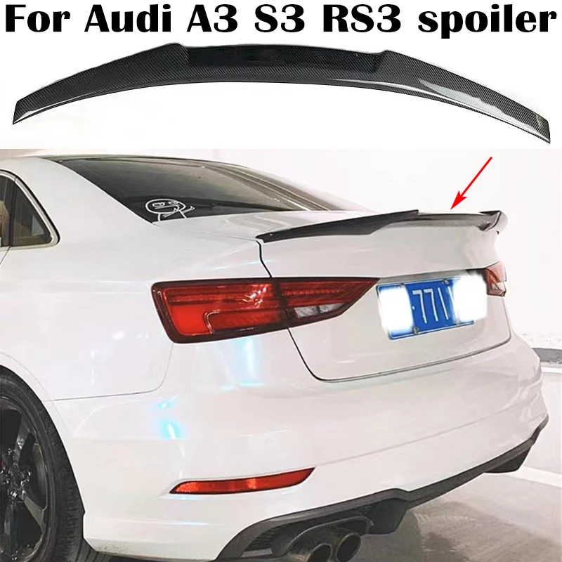 

For Audi A3 S3 RS3 8V Sedan Spoiler 2013 2014 2015 2016 2017 2018 2019 2020 Carbon fibre/ABS Car Rear trunk cover wings spoiler