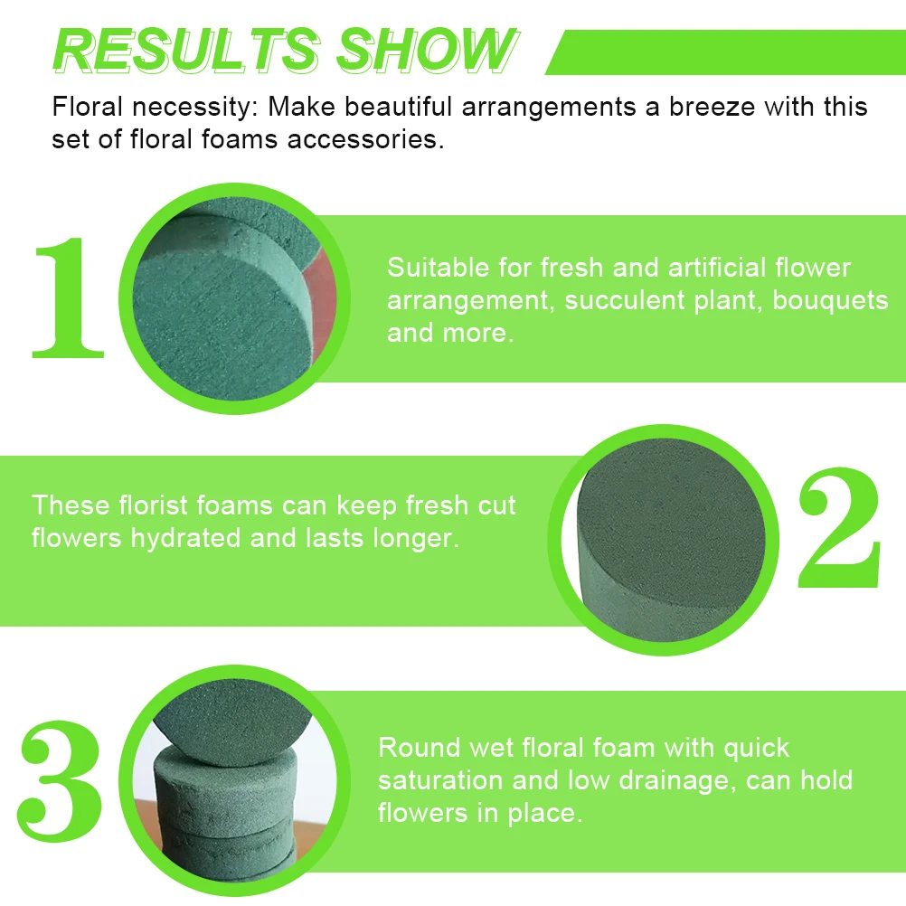 

8pcs Round Flower Mud Dried Clay for Arrangement Wedding Decor Floral Foam Block Table Gardening Accessories Practical Use