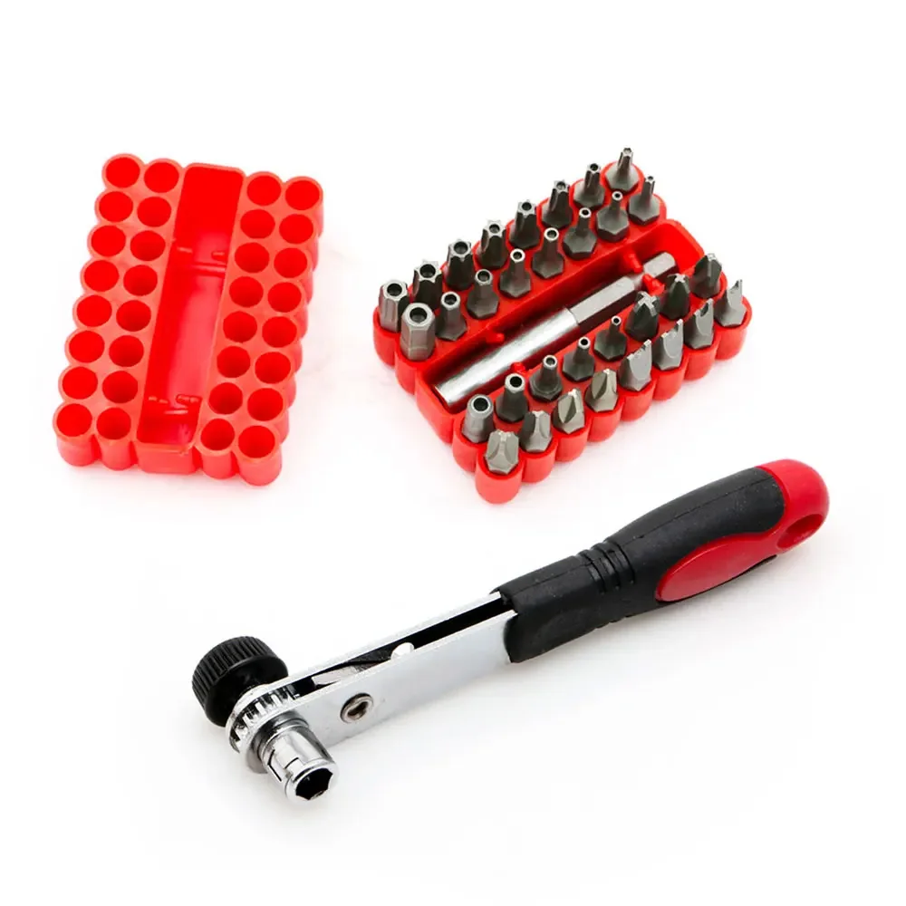 Segurança Tamper Proof Bit Conjunto com Chave de Catraca Torq Torx Hex Star Spanner Tri Wing Chave de Fenda Suporte Magnético 33 Pcs
