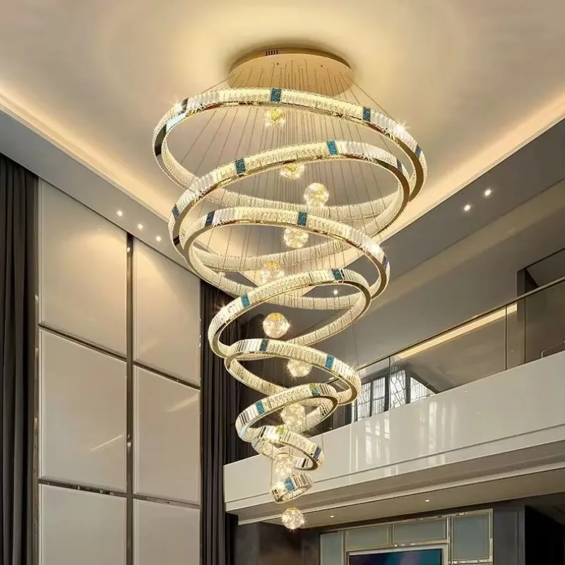 crystal chandelier LED waterproof dimmable warm white light 360 degree beam of light high-top villa open-air living room light