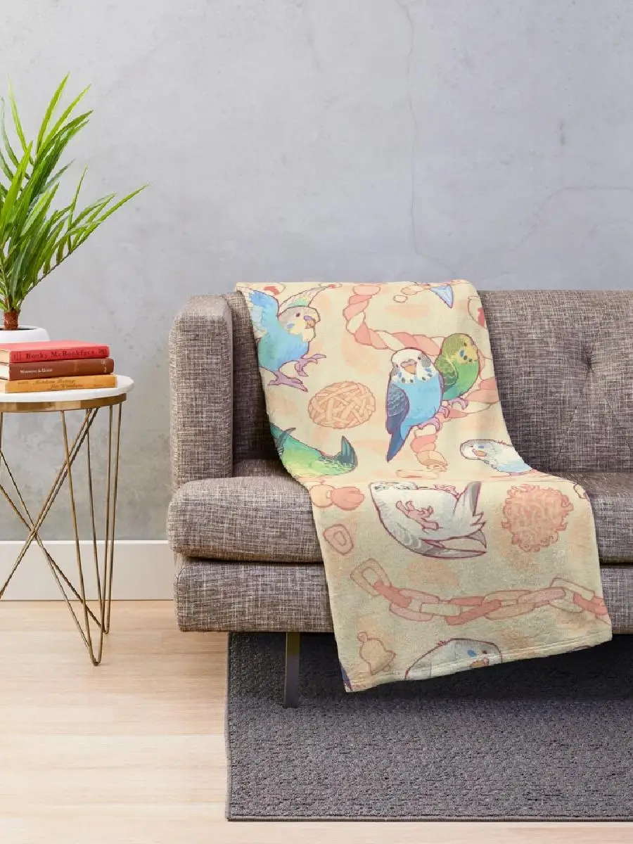 Budgie Bunch Orange Cupcake Flavored Throw Blanket Soft Plush Fleece for Cozy Comfort Home Decor Living Room Sofa Bed Throw