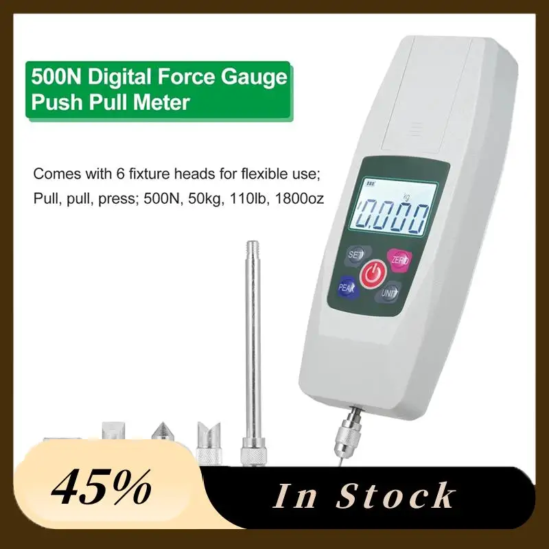 جهاز قياس القوة الرقمي لعام 2025، جهاز قياس الضغط والسحب، مقياس دينامومتر صغير N كجم رطل أونصة 500N/50 كجم/110 رطل/1800 أونصة دقة 1%