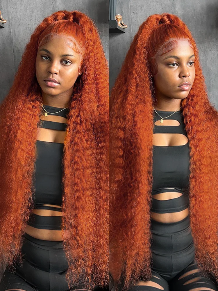 Ginger HD Deep Wave 180 Density 28 30 32 Inch 13x6 Lace Front wig Orange Curly 13x4 Lace Frontal Wigs Human Hair Brazilian Remy