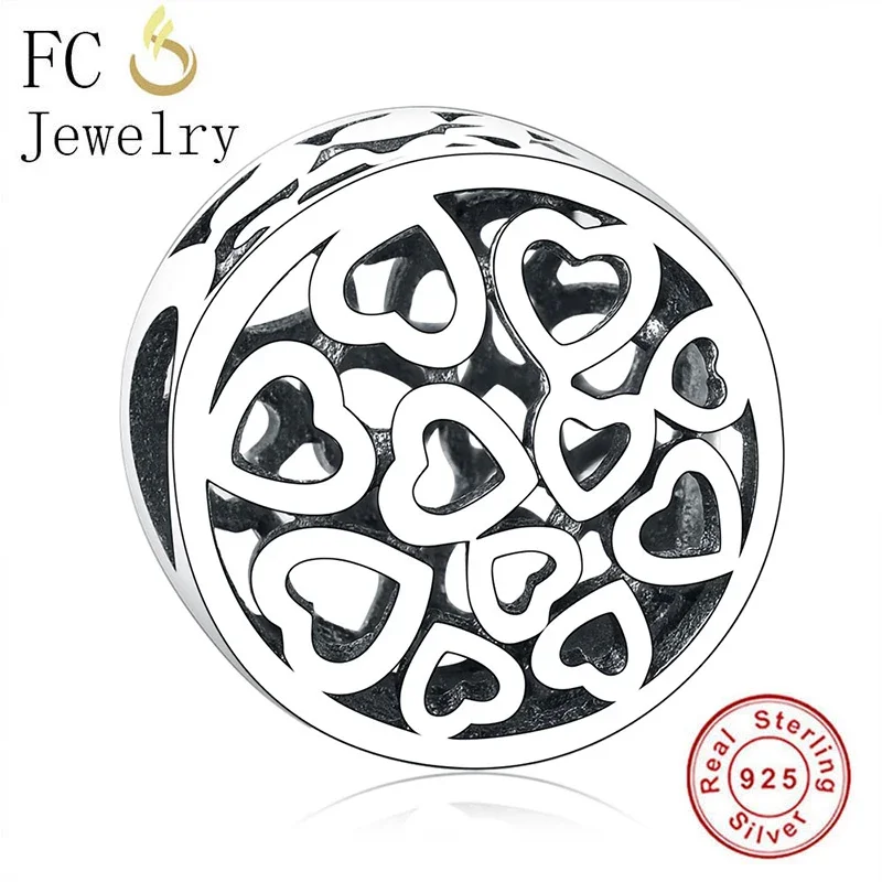 

FC Jewelry Fit Original Pan Charms Bracelet Real 925 Sterling Silver Openwork Heart Bead For Making Women Family Berloque