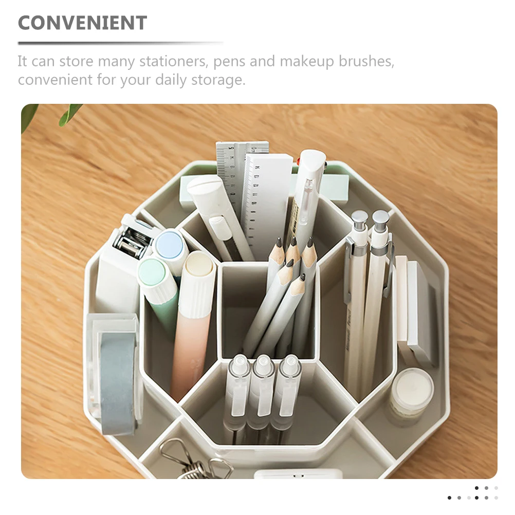

Rotating Desk Pen Holder Makeup Brush Organizer Stationery Storage Bucket Dividers For Office Supplies Brushes Plastic