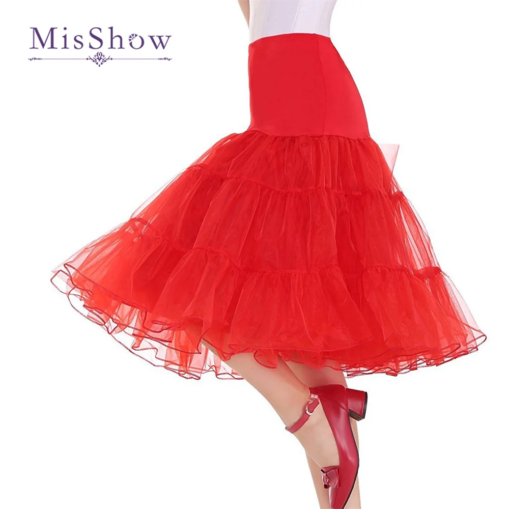 MisShow-Anágua Crinolina Ruffle para Mulheres, Underskirt Vintage, Vestido de Noiva, Rockabilly Tutu, Nupcial