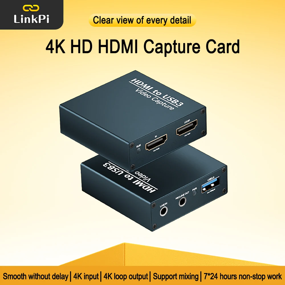 LinkPi HDMI Capture Card 4K Video Collector Ring Out Game Live Broadcast Dedicated Hdmi To USB 3.0 Camera PS5 Microphone Mixing