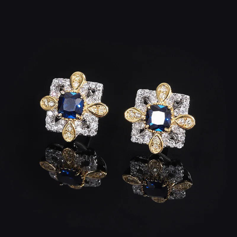 

Jewelry Copper Inlaid Gemstone Individual Packaging Floral Vintage Simple Women's Earrings 4*4