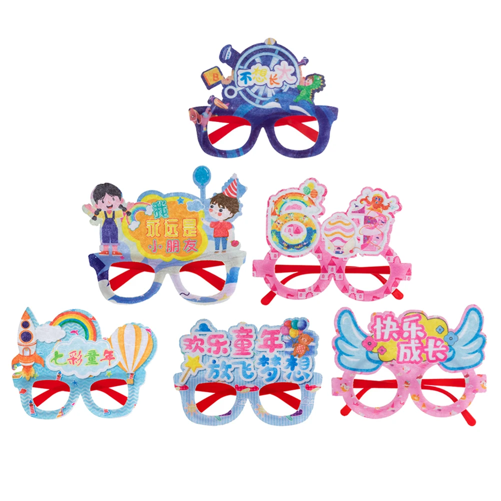 

6 pcs Cartoon Glasses Funny Frame Kids Plastic Carnival Eyeglasses Photo Props Novelty Accessories