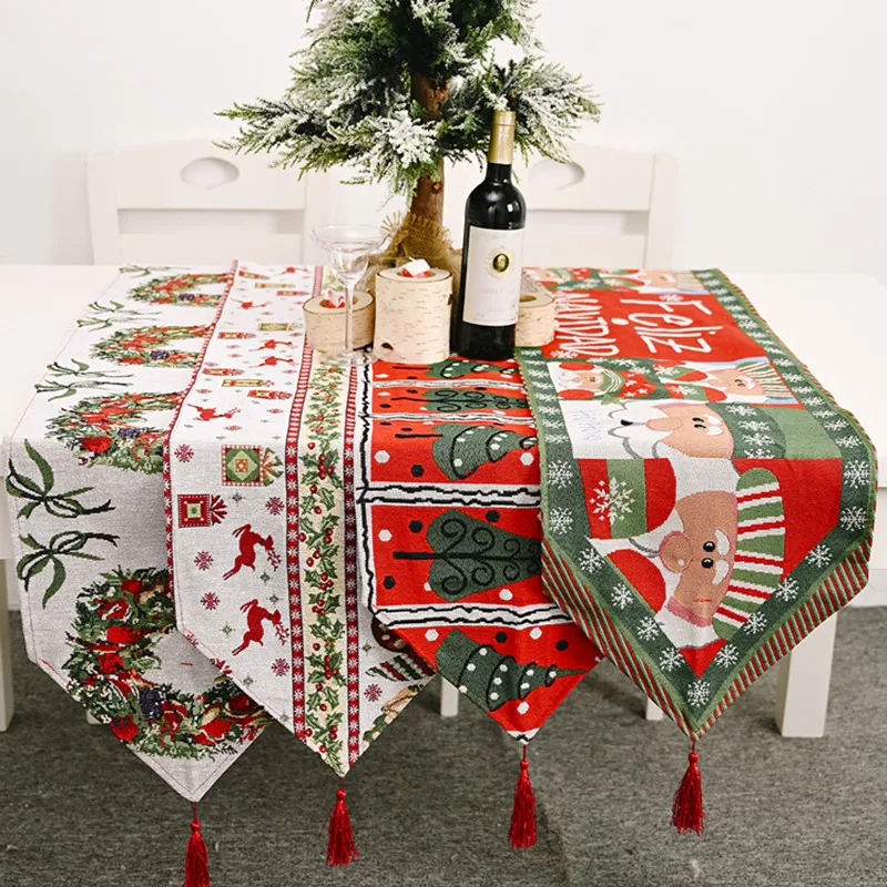 Festival New Christmas Home Decoration Products Knitted Cloth Table Flag Creative Christmas Tablecloth