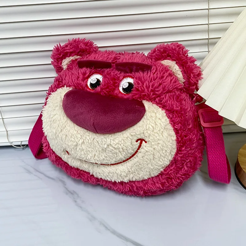 Disney Toy Story Lotso Coin Purse Crossbody Bag Cute Plush Shoulder Bag Cartoon Satchel Girl Student Bear Handbag with Zipper