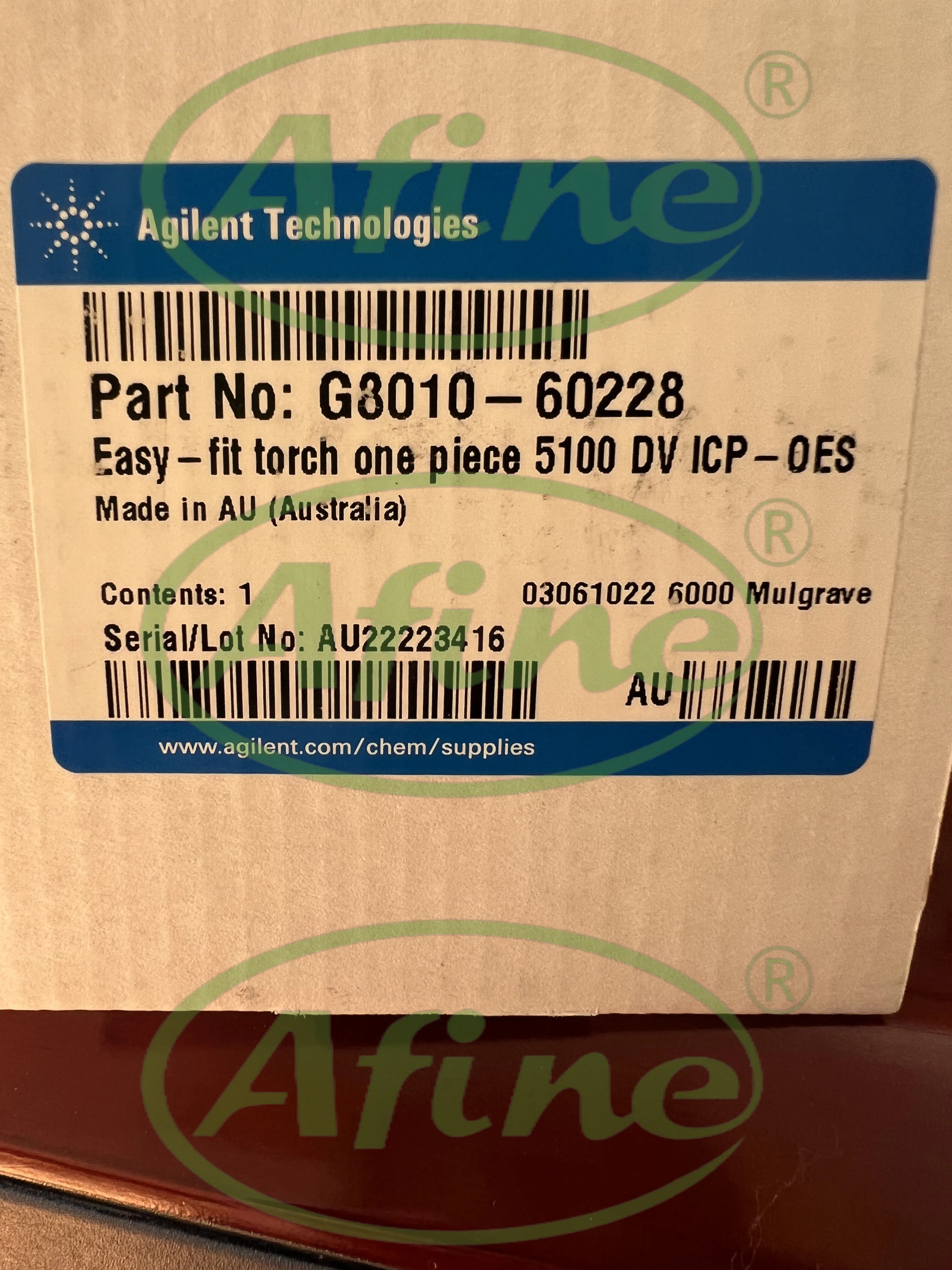 

AFINE Agilent DV ICP-OES Torch Tube, G8010-60228, Quartz Center Tube 1.8 mm I.D. for 5000 Series VDV/SVDV ICP-OES, 1.8 mm I.D.