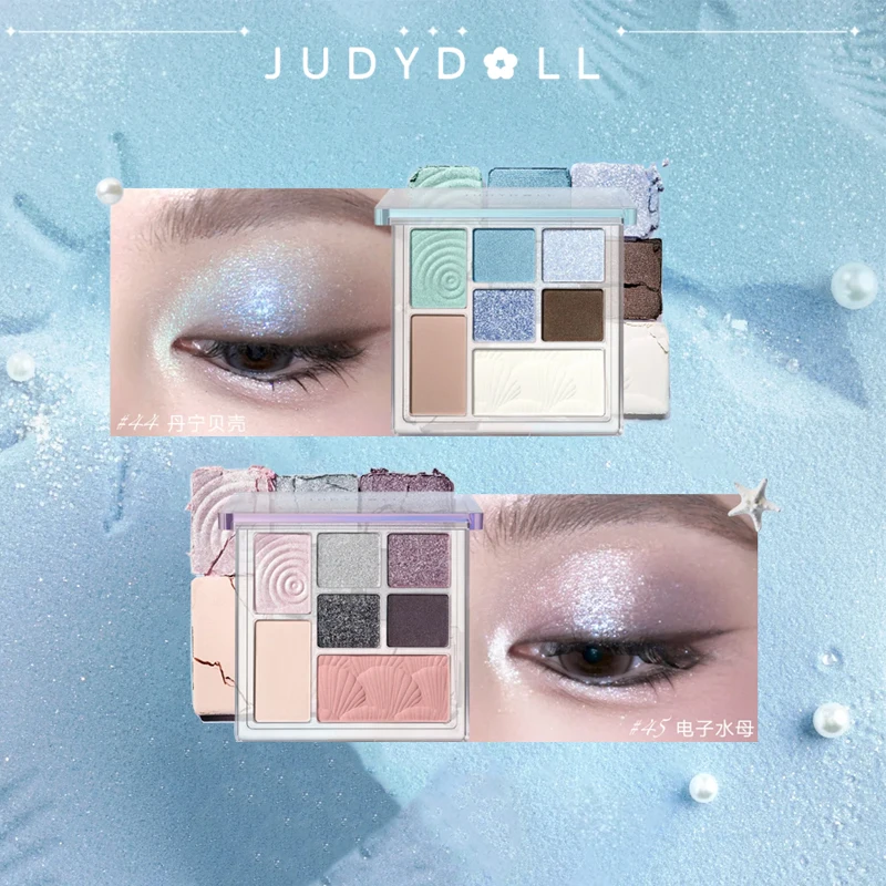 

Палетка теней для век Judydoll Dreamcore Ocean 7 цветов: шиммерные и матовые, многофункциональные румяна, осветляющие, сине-фиолетовые, легкие, 8.5г