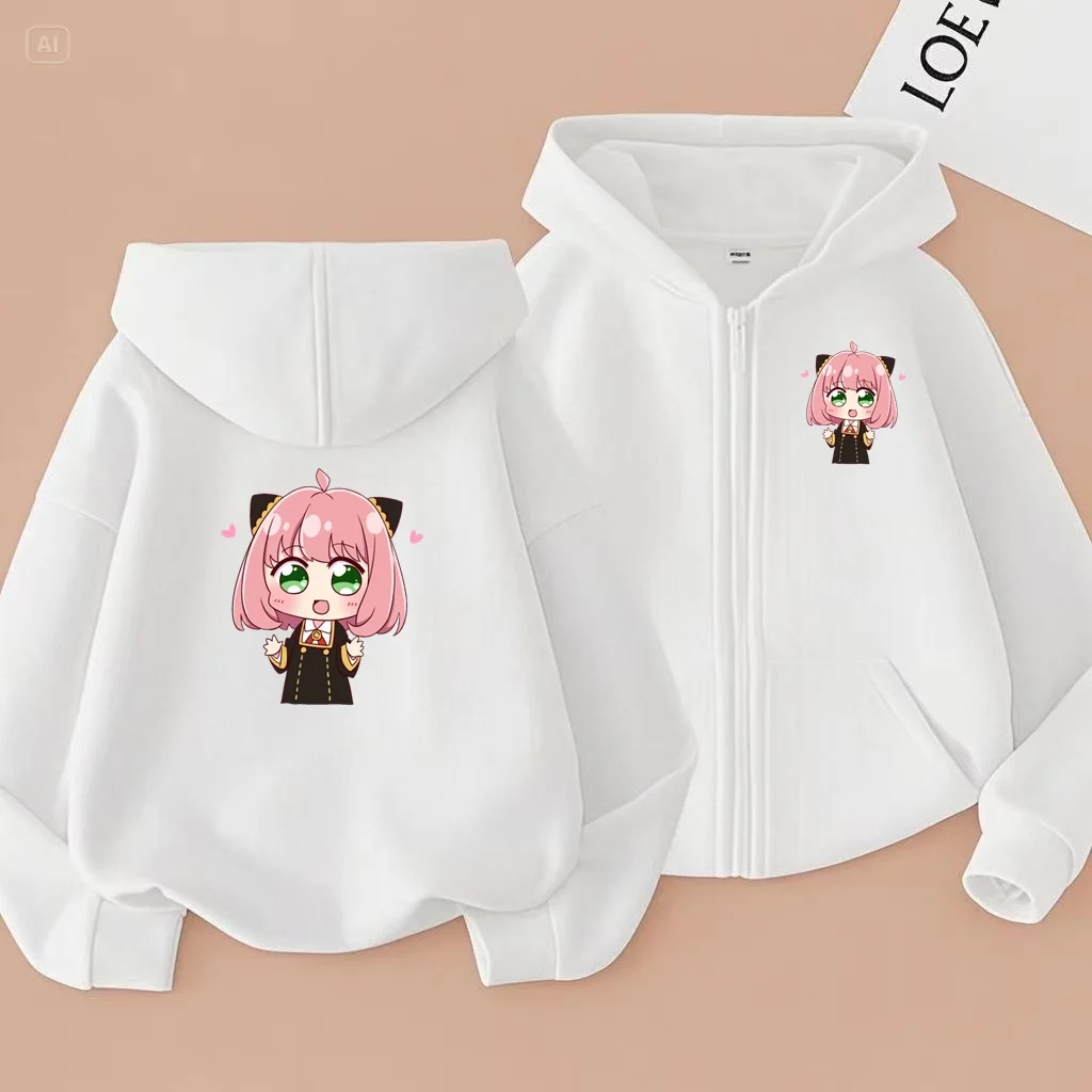 

Children's Sweatshirts, Girls' Pink and Purple Charming and Distinctive Style Zipper Sweatshirts, Students' Hooded Sweatshirts