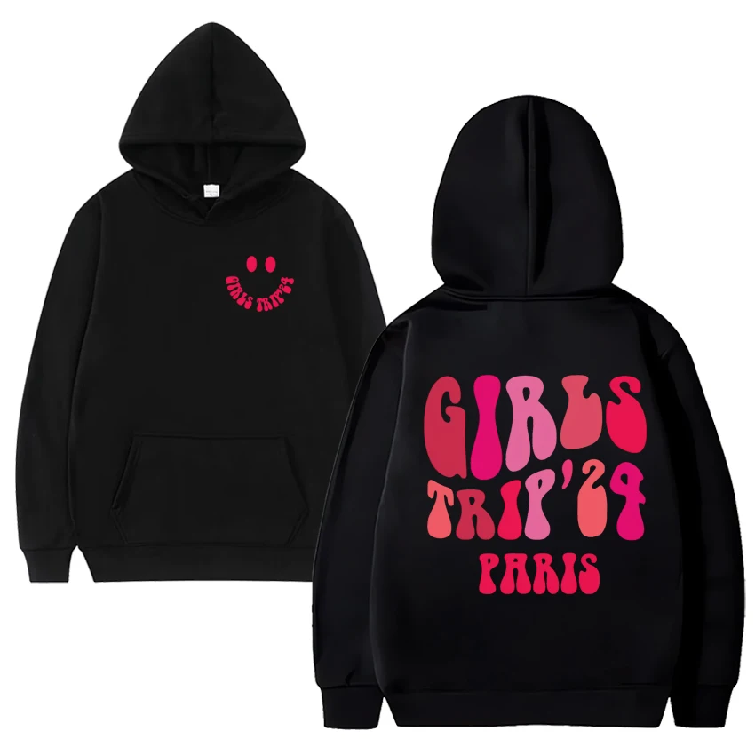 

Personalized Girls Trip 2024 Double Sided print Hoodie New Men Women Fashion Y2k Sweatshirt Unisex Fleece Long sleeve pullovers