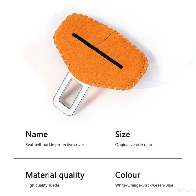 2pcs Suede Leather Car Seat Belt Buckle Protector Anti-Scratch Cover For Ford Mustang Bronco Fiesta Focus Mondeo Ranger Sticker - view 6