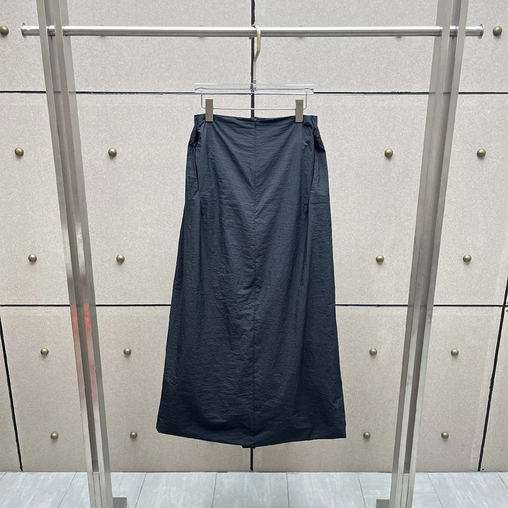 Women High Waist Pleated Skirt Elastic Waistband Loose A Line Flowy Long Skirt Vintage Casual Elegant Ladies Streetwear Bottoms