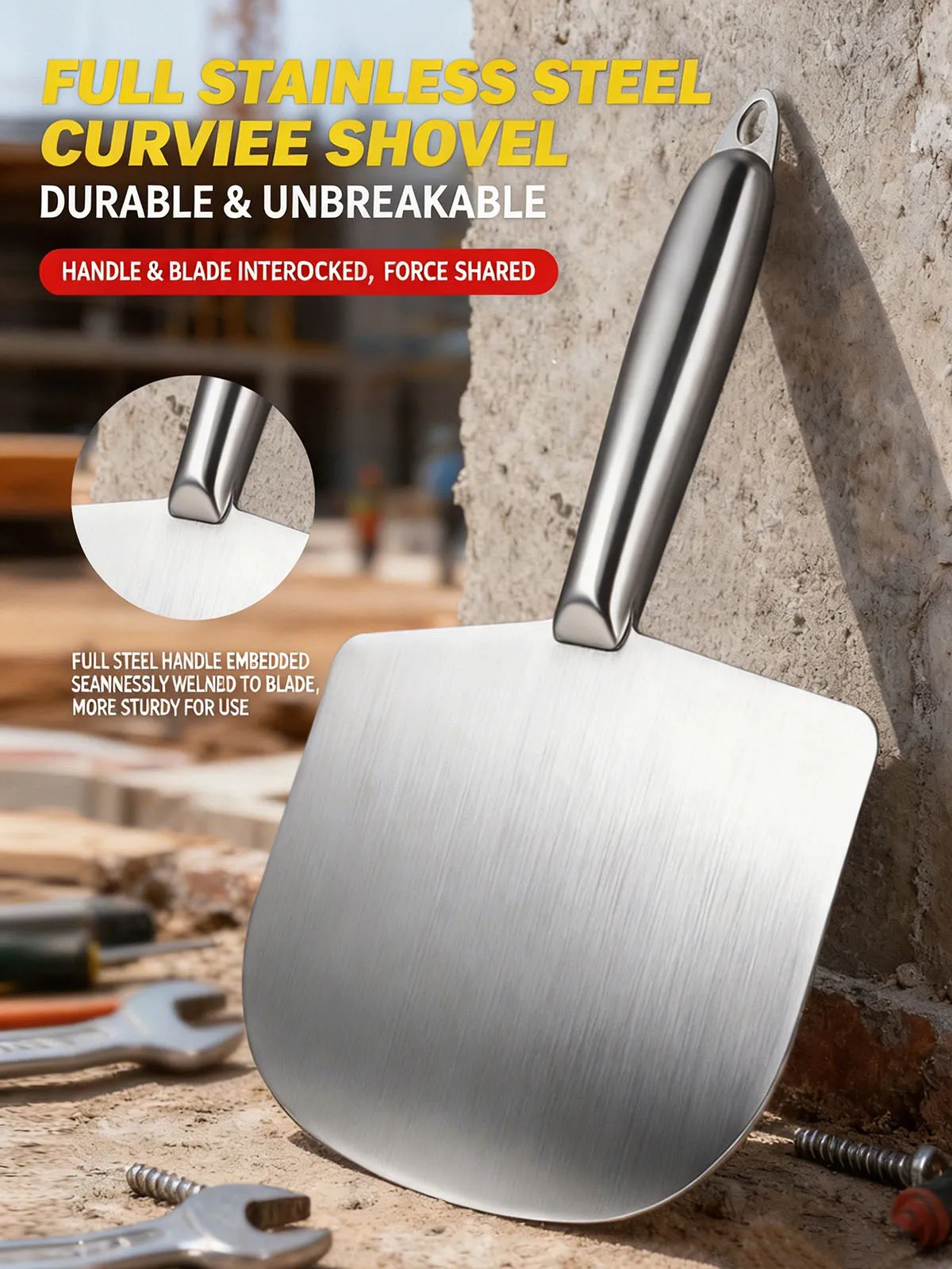 Stainless Steel Arc Curved Putty Knife Plastering Trowel Mortar Spatula Scraper for Drywall Finishing Construction Tools