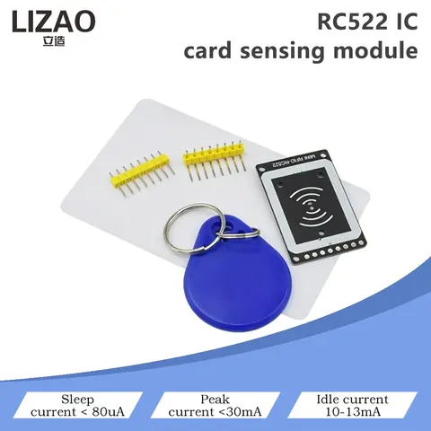 RC522 IC Card Sensing Module MFRC522 13.56MHz Contactless RFID Reader Writer Module with Card and Keychain