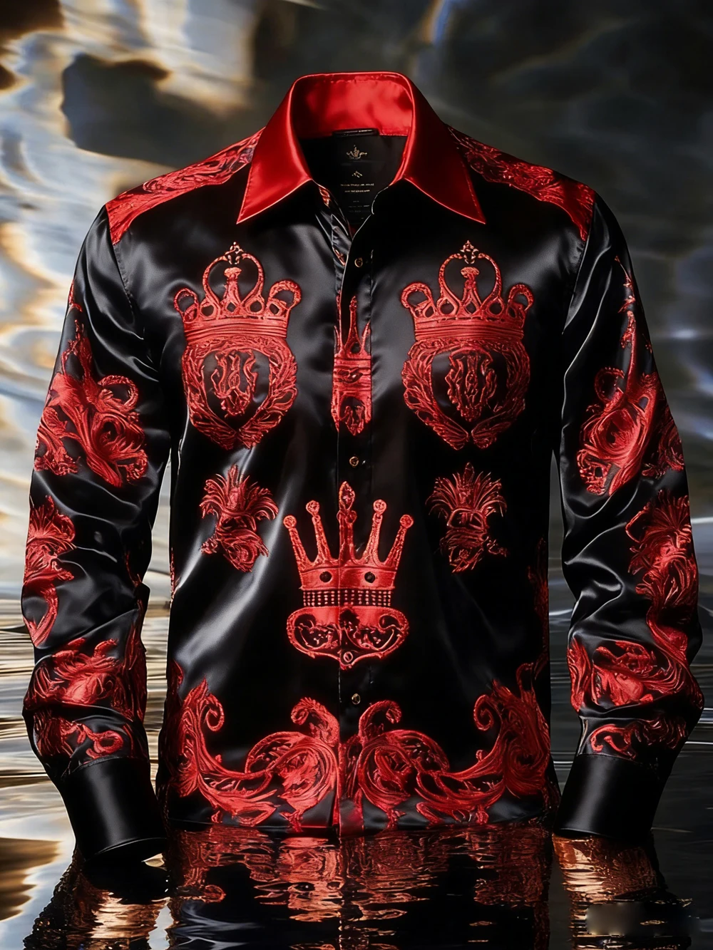 

Men's spring and summer new high-end long-sleeved shirts colorful pattern 3D printed shirts Hawaiian beach vacation clothes men