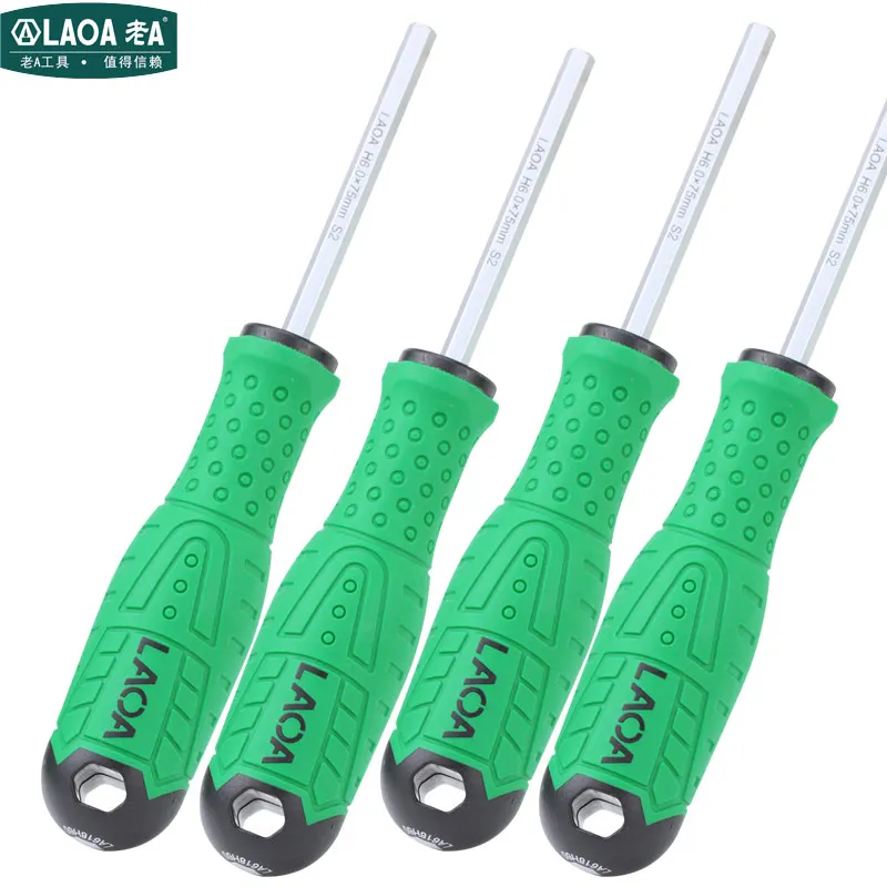LAOA professionele S2 binnenzeskantschroevendraaier rechte staaf binnenzeskantschroevendraaier platte kop binnenschroevendraaier met m