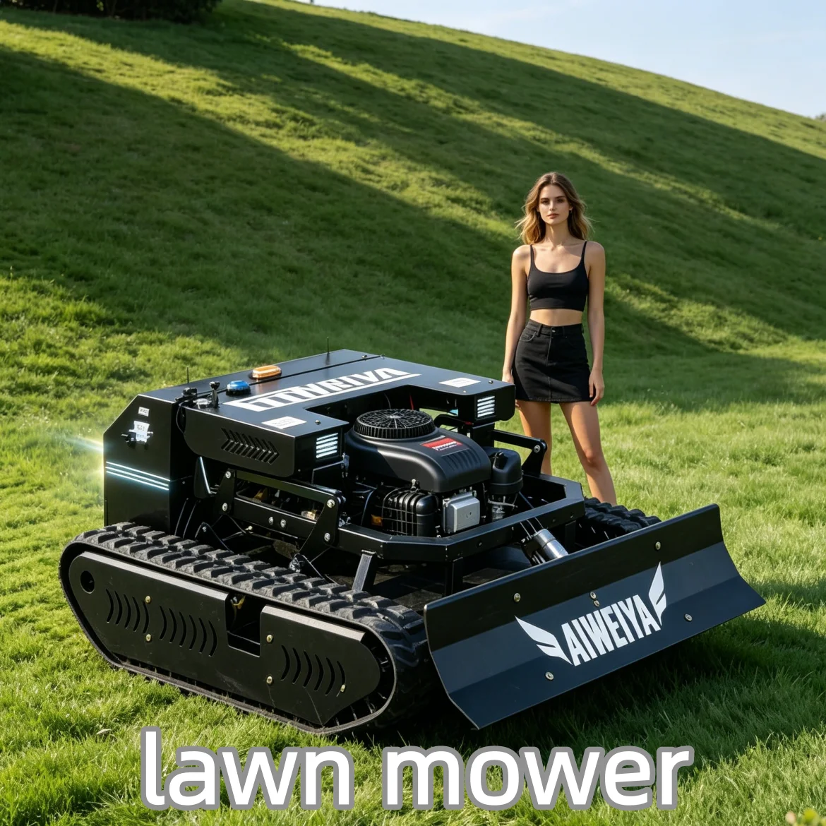 Customized Tracked Remote Control Lawn Mower Petrol Engine Self Propelled Hillside Mower  Lawn Mower 4 Stroke