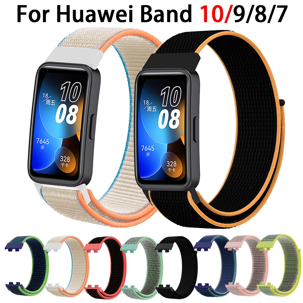 Strap for Huawei Band 10 8 9 7 Band Accessories Nylon Loop Smart Watch Replacement Belt Wristband Sport Bracelet Band 7 Bracelet