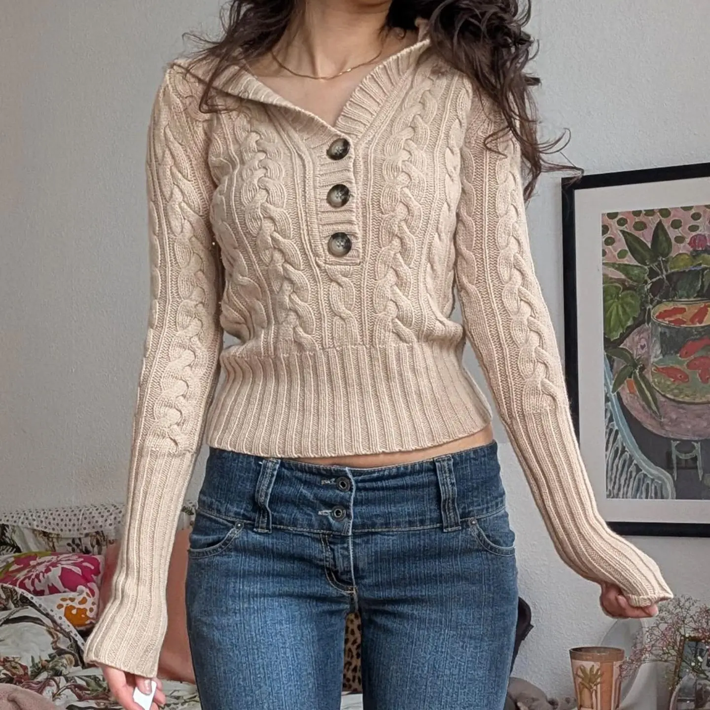 

Lazy Casual Versatile Twist Knitted Hooded Sweater Autumn Retro Waist Slimming Top
