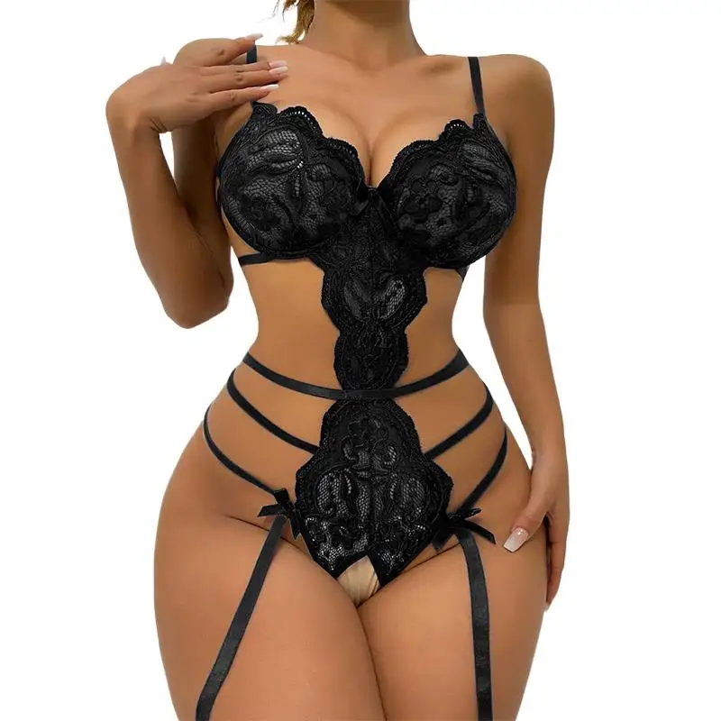 

Стринги эротическая комбинация сексуальное женское нижнее белье комбинезон Пижама без выреза кружевное нижнее белье с глубоким V-образным вырезом Бюстгальтер Тедди боди сексуальные пижамы