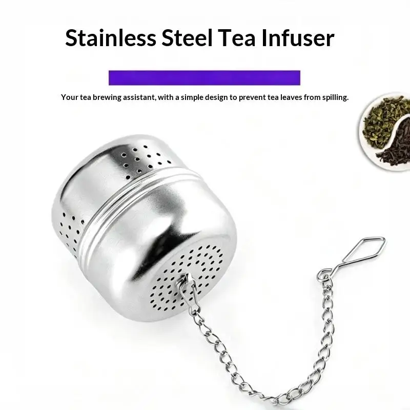 Tea Infuser Tea Filter Cylindrical Shape Fine Mesh Tea Infusers For Loose Tea Retractable Chain Design Tea Strainers For Loose