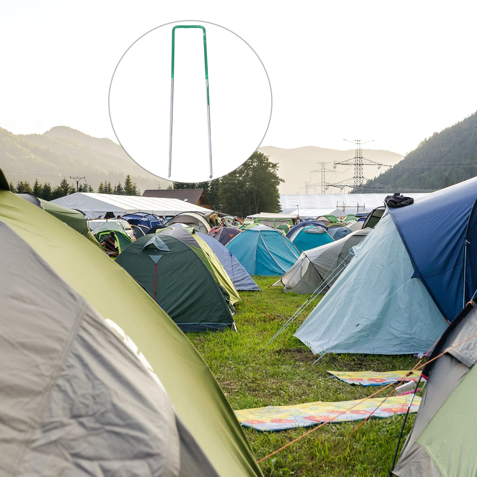 50 قطعة أوتاد معدنية مجلفنة لمشاريع الحديقة تثبيت الحديقة الفضة الأخضر مقاومة للأحماض تصميم مشطوف طويل الأمد