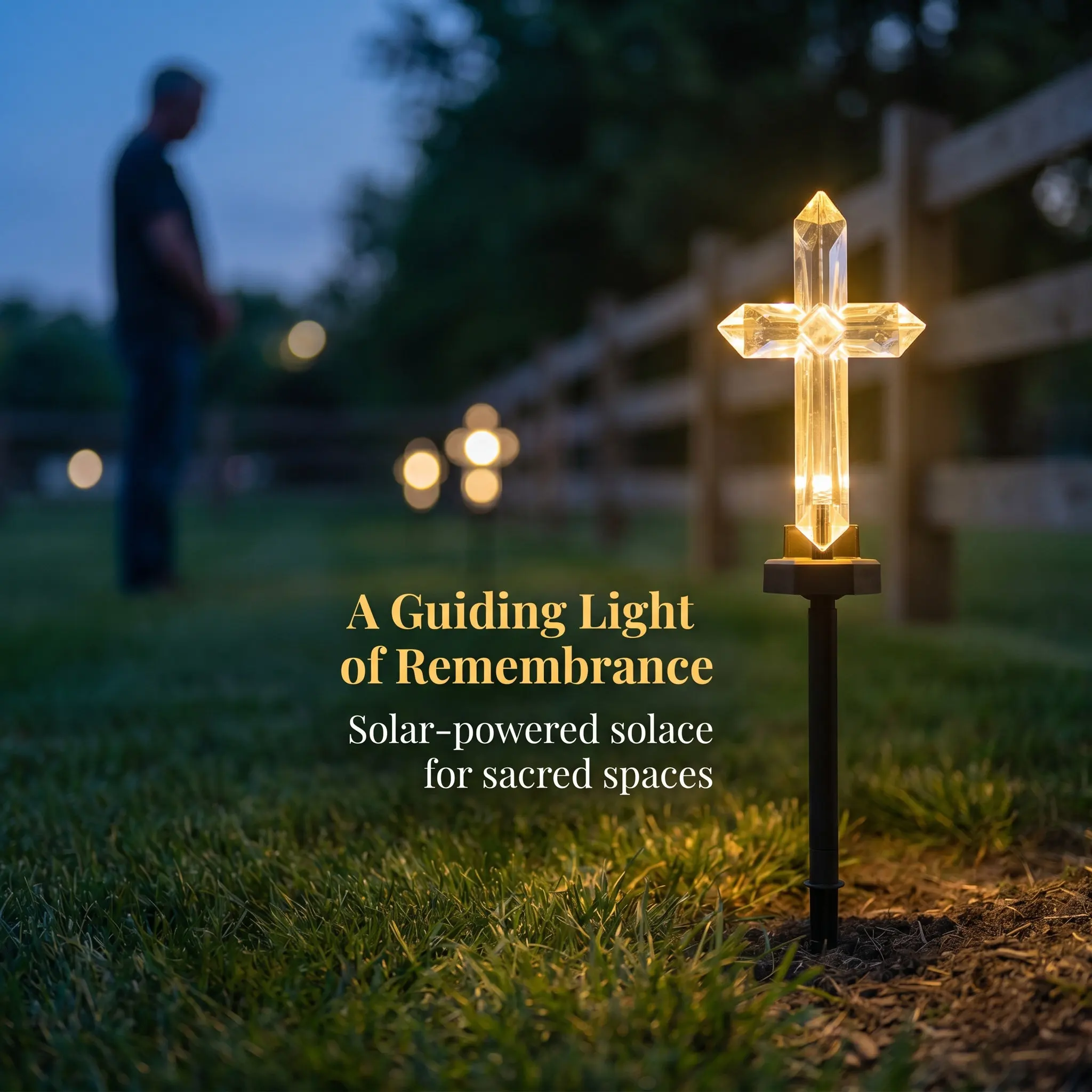 2 Pcs Cemetery Solar Lights Holiday Grave Decorations for Memorial Lamp Cross Outdoor